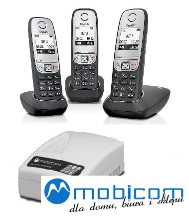 mobicom - Zestaw telekomunikacyjny SIM Gateway 2G GSM LIFT 72H z baterią + telefon bezprzewodowym DECT Gigaset A415